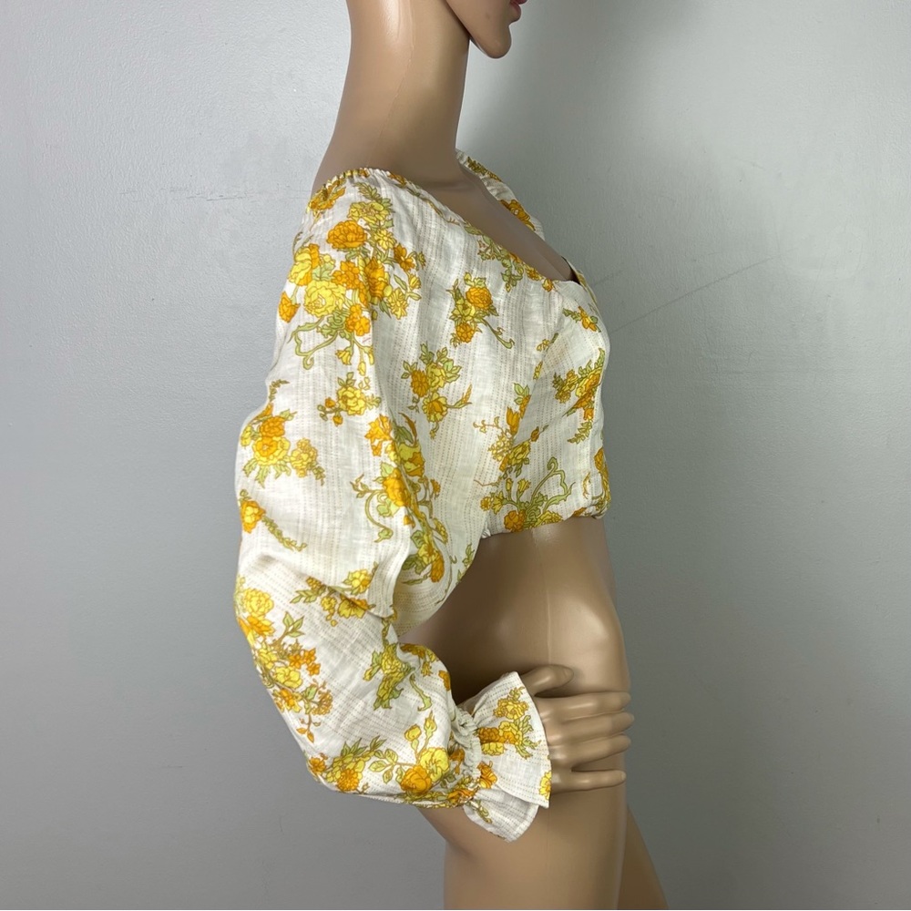 NEW FAITHFULL THE BRAND REVOLVE FLORAL PRINT LINEN CROP TOP - Picture 5 of 10